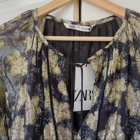 Zara Voluminous Printed Dress Size M - Picture 7 of 10